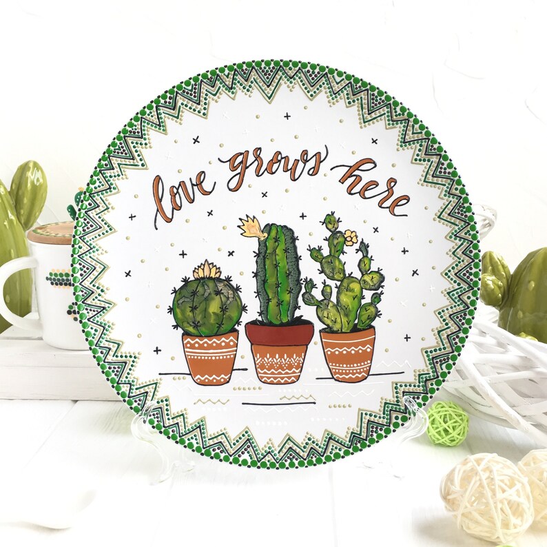 Cactus kitchen decor Succulent wall art Plant lover gift Etsy