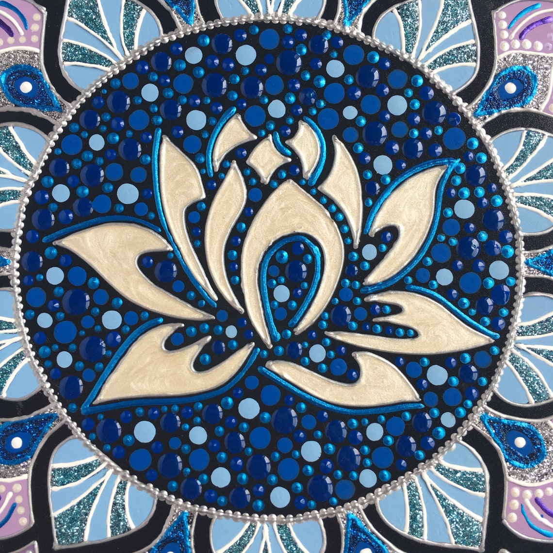 Lotus flower wall hanging Decorative hand painted ceramic Etsy