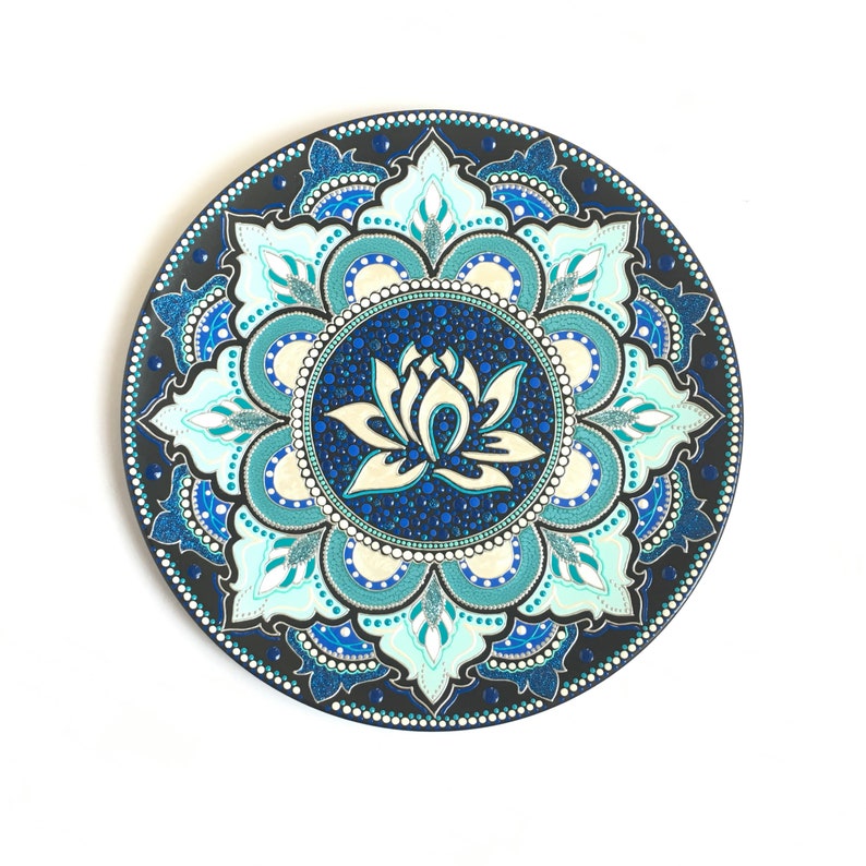 Lotus flower wall decor Yoga studio art Blue lotus wall art | Etsy