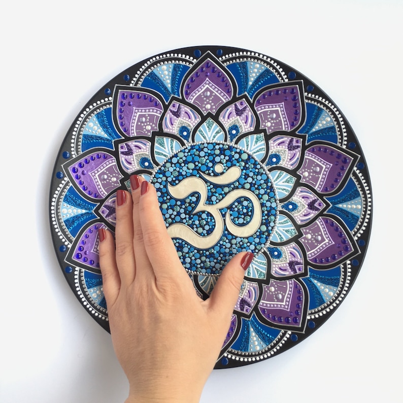Om mandala wall decor Dot art painting Decorative ceramic Etsy