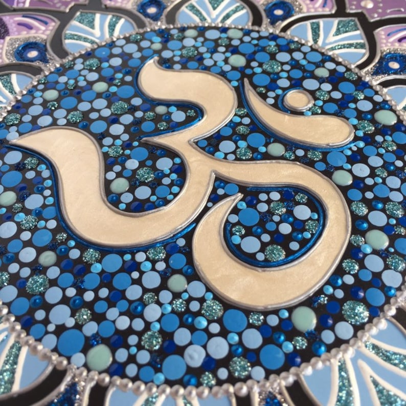 Om mandala wall decor Dot art painting Decorative ceramic Etsy