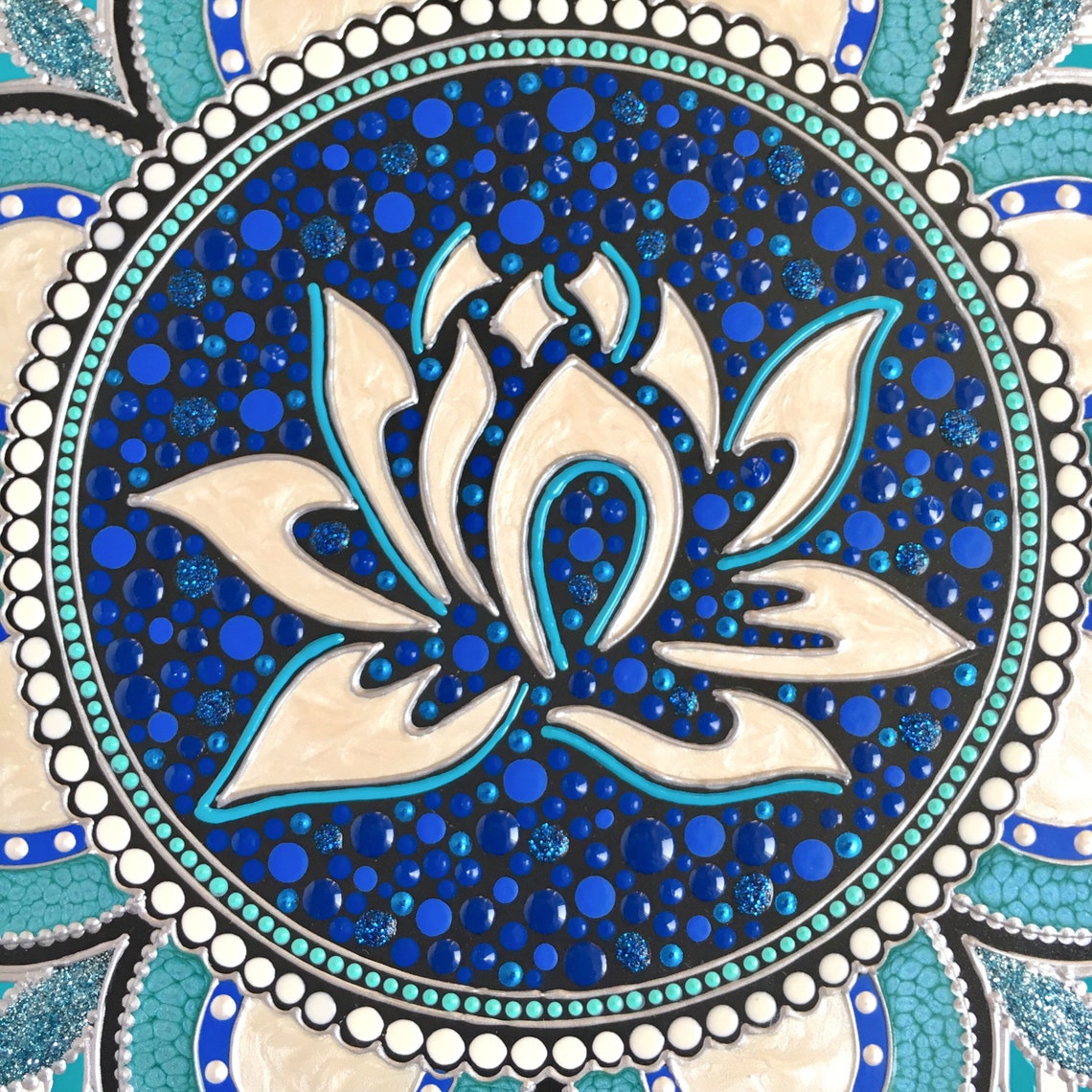 Lotus flower wall decor Yoga studio art Blue lotus wall art Etsy
