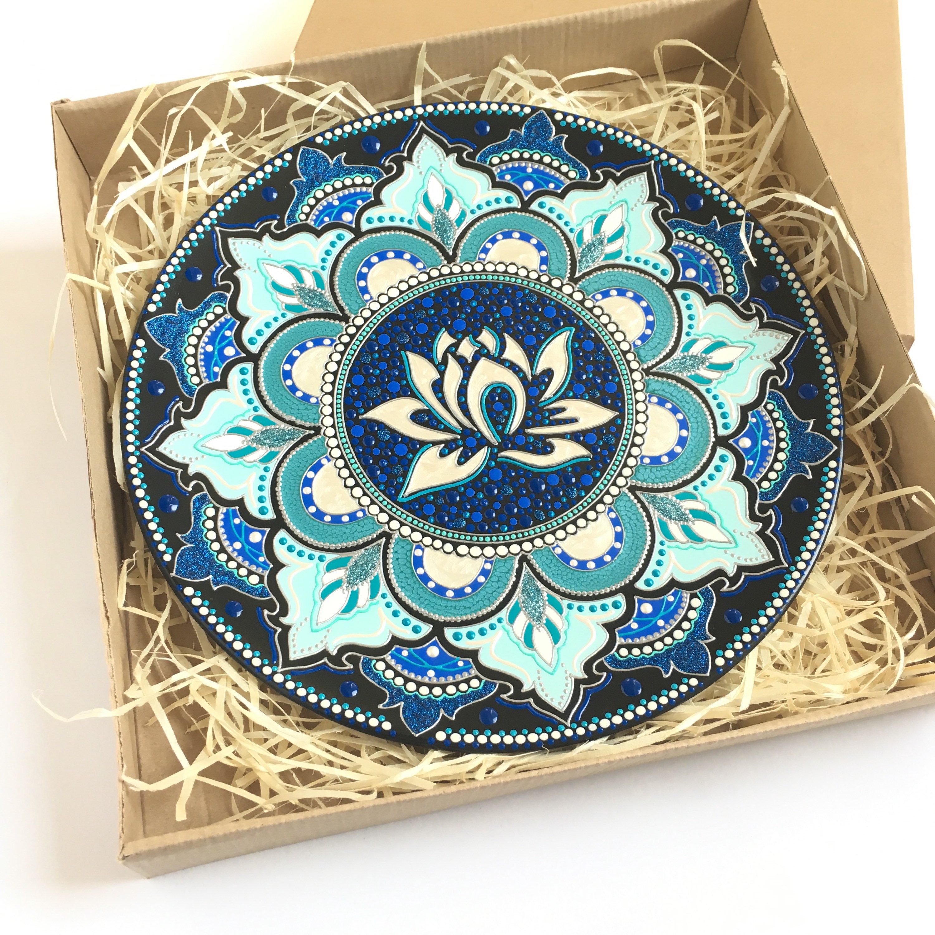 Lotus flower wall decor Yoga studio art Blue lotus wall art Etsy