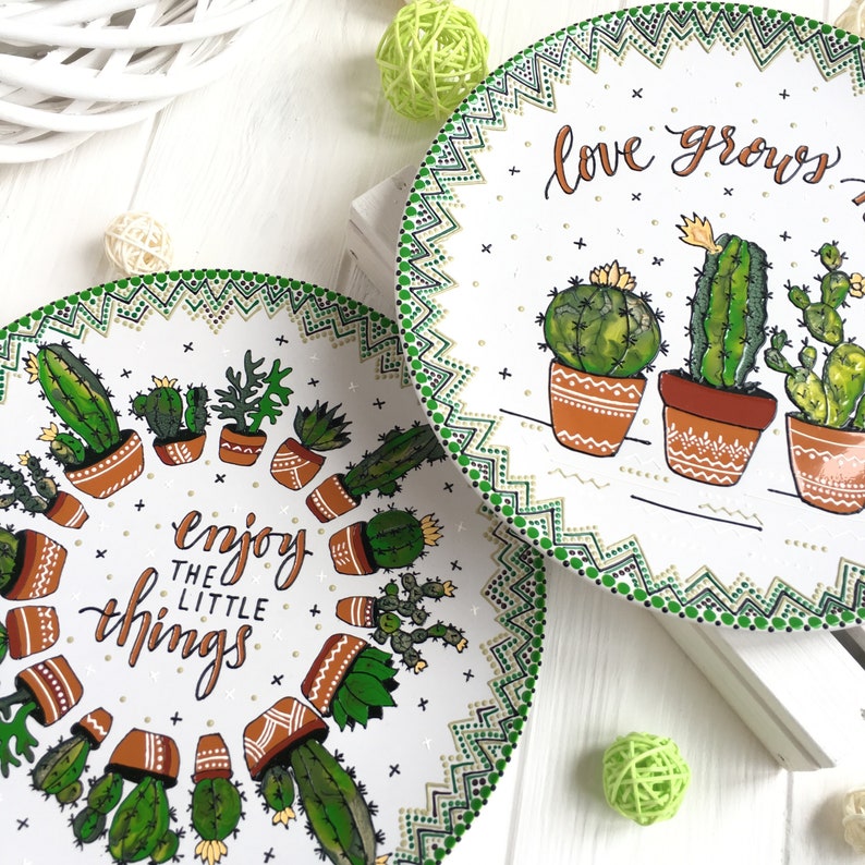 Cactus kitchen decor Succulent wall art Plant lover gift Etsy