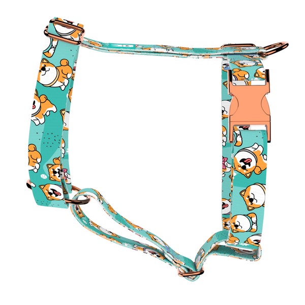 Dog Harness or Cat Harness with Matching Leash (optional) - Dog Breed Collection - Shiba Inu Blue - april & june