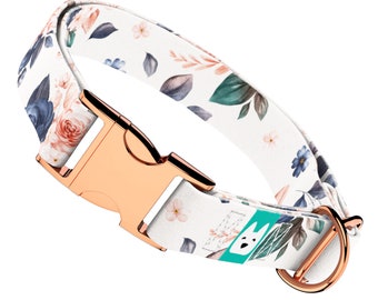 Personalized Dog Collar, Dog Collar and Leash Set, Custom Dog Collar, Wedding Dog Collar - Classic Vintage Floral  - april & june