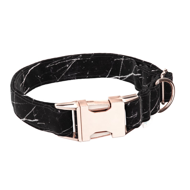 Dog Collar Black Marble Etsy