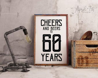 Cheers And Beers To 70 Years Sign Birthday Decoration For Etsy