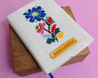 Personality Embroidery motivational notebook for ideas, paper notebook for gifts, Cross stitch embroidery notebook,floral cover for notebook
