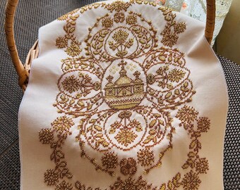 Gold Easter beaded towels,Ukrainian Easter embroidery decor,decor for Easter baskets, cover Easter baskets,Easter cover for basket