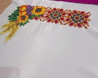 Red Floral beaded towels,Ukrainian Easter embroidery decor,decor for Easter baskets, cover Easter baskets,Easter cover for basket