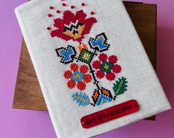 Special Embroidery motivational notebook for ideas, paper notebook for gifts, Cross stitch embroidery notebook,embroidery cover for notebook