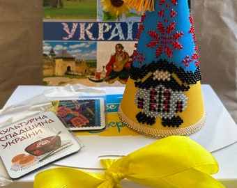 Ukrainian embroidery souvenir,Ukrainian handmade decor, Ukrainian gifts,Gifts box, Embroidery gnome, embroidered amulet, Beaded Ukraine gift
