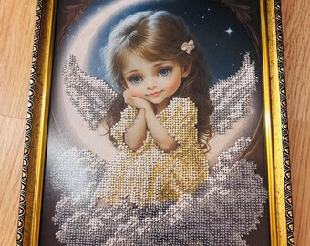 Handmade Beaded Little Angel Girl – Protective Charm, Nursery Decor, Unique Gift