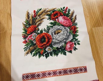 Red Floral beaded towels,Ukrainian Easter embroidery decor,decor for Easter baskets, cover Easter baskets,Easter cover for basket