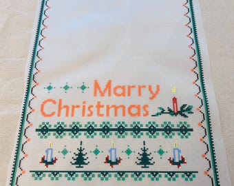 Thermal sticker for embroidery,Xmas decor DIY, DIY Christmas runner, Embroidery runner DIY,Chross Stitch Pattern Christmas,Embroidery Runner