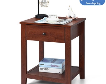 Nightstand with Drawer and Shelf