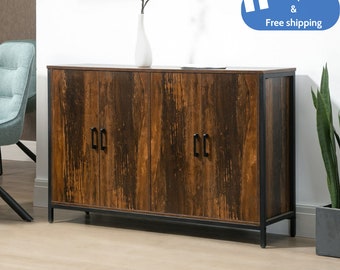 Beigerschrank mit verstellbaren Regalböden Rustikales Braun, Industrielles Sideboard Buffet