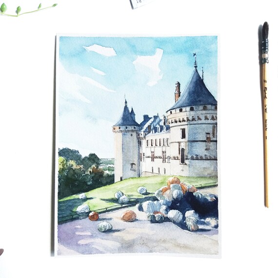 Aquarelle Chateau Chaumont Tableau Chateau De La Loire Etsy Aquarelle Chateau Chaumont Tableau Chateau De La Loire Etsy