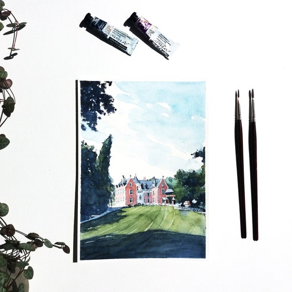 Original Watercolor Chateau Clos Luce Tableau Chateau De La Etsy Ireland Original Watercolor Chateau Clos Luce Tableau Chateau De La Etsy Ireland