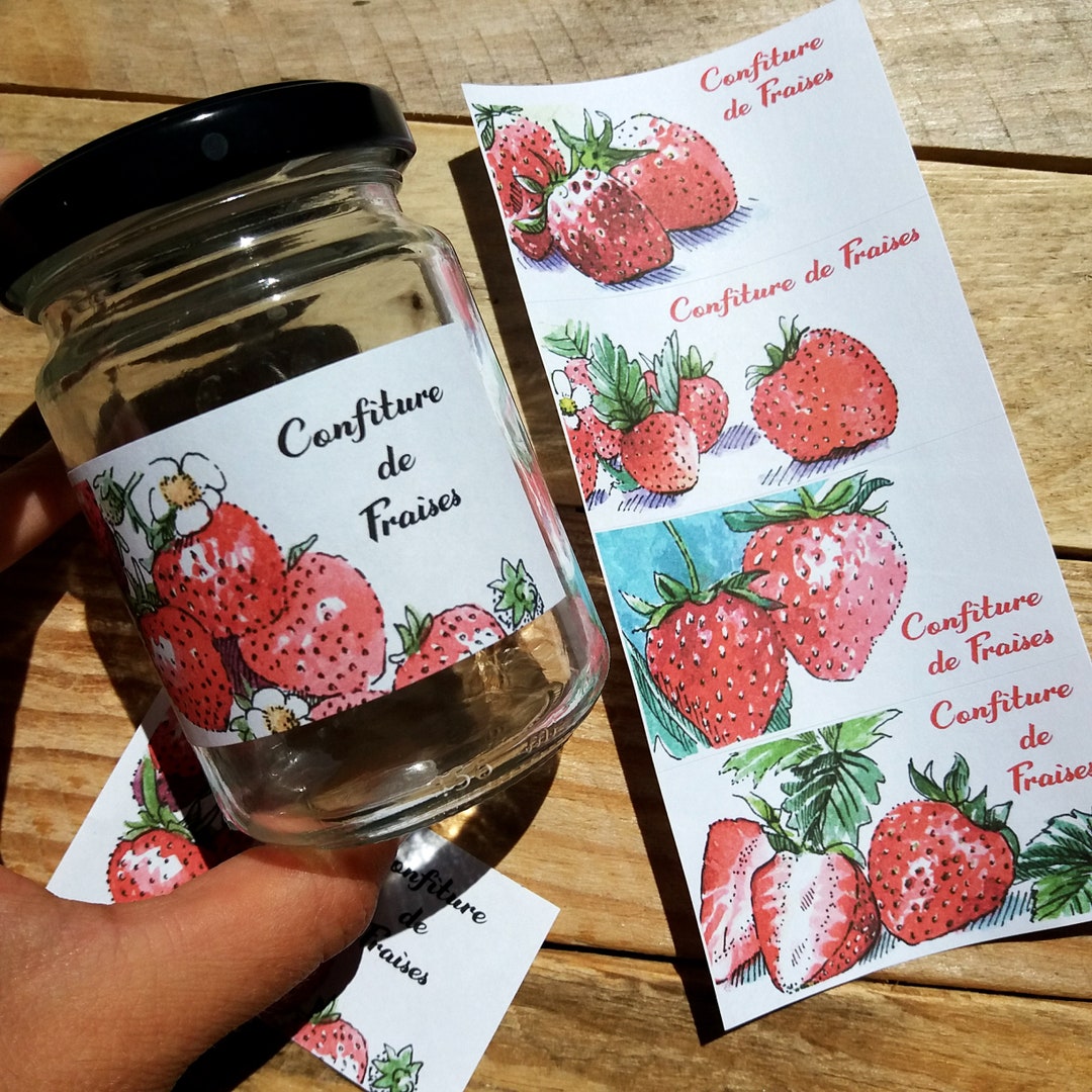 Strawberry Jam Labels, Canning Labels Customizable, Strawberry Jam ...