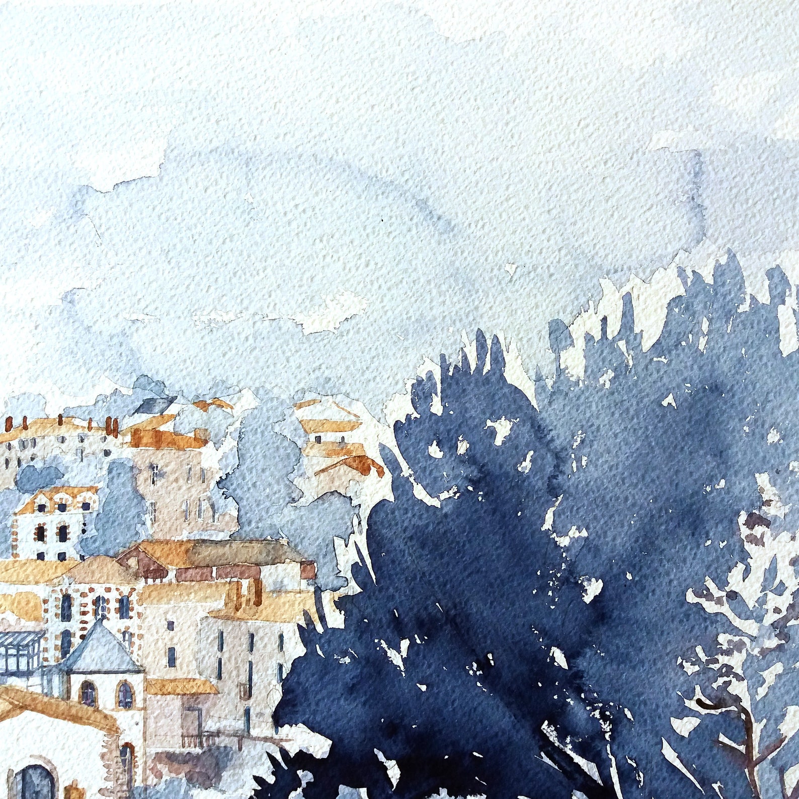 Watercolor Clisson Painting of Clisson Italian Architecture - Etsy