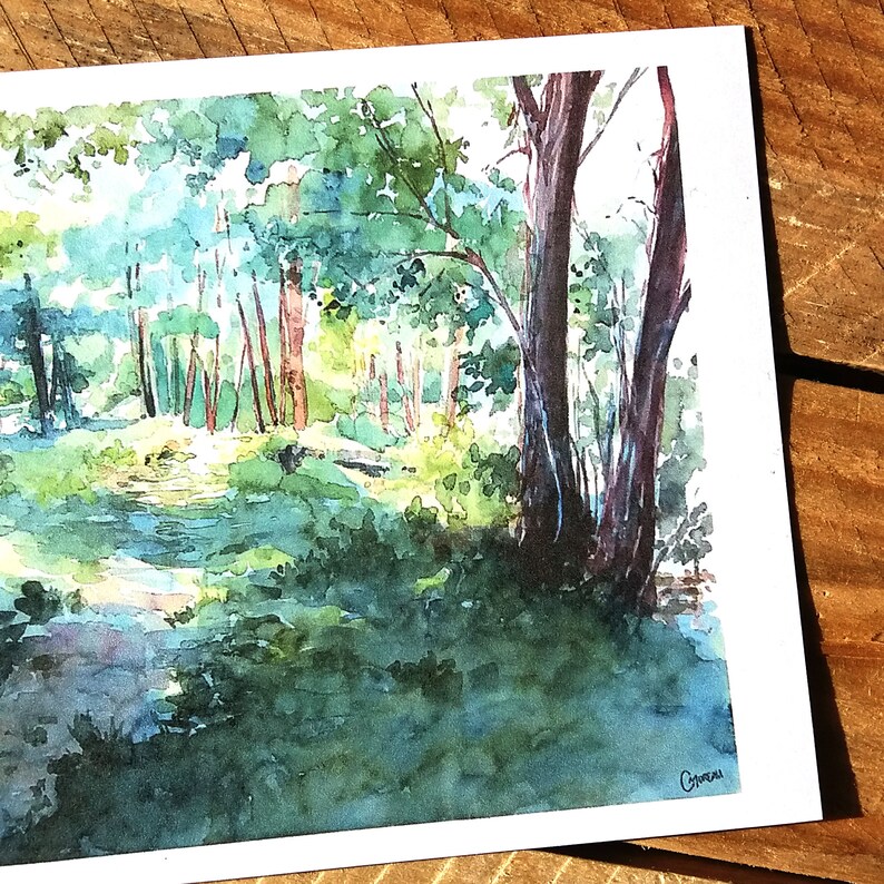 Aquarelle forêt Illustration aquarelle bois Peinture | Etsy