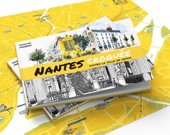 Book Nantes croquée, Notebook of drawings and watercolors, Travel book, written and illustrated by Charline Moreau, A5 format, gift from Nantes