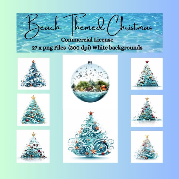 Beach Themed Christmas | High quality PNG's | 300 DPI | Digital Download | Instant Download | White backgrounds | Commercial Use