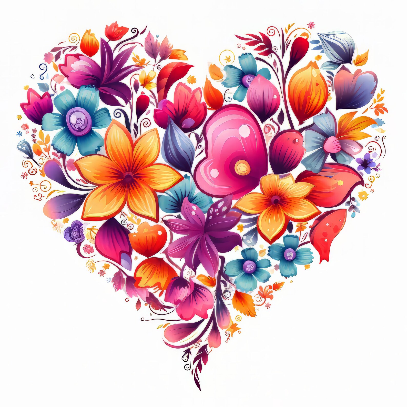FLORAL Hearts Clipart Bundle | High Quality Png's | 300 DPI | Digital ...