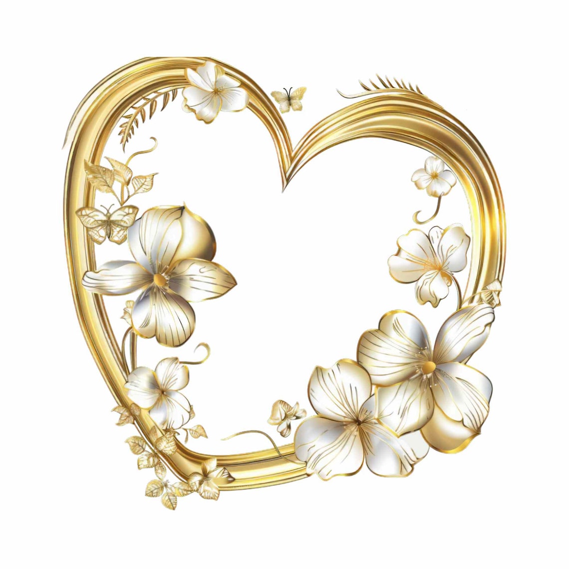 Gold Floral Hearts Clipart Bundle: PNG Graphics (digital Download) - Etsy