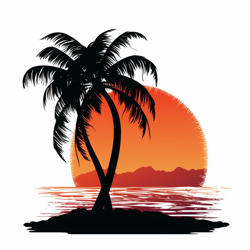 Palm Tree Silhouette Clipart Bundle 300 Dpi High Quality Commercial Use ...