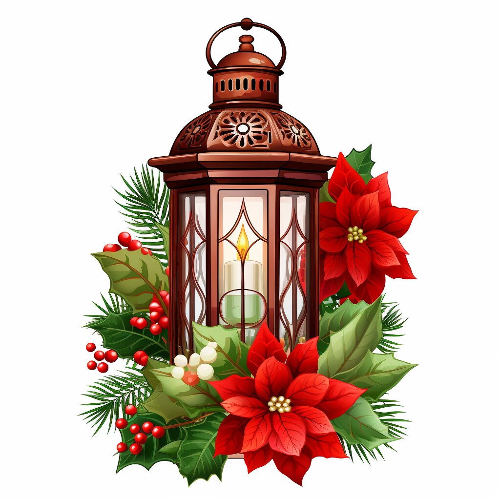 Christmas LANTERN Clipart Bundle 300 Dpi High Quality Commercial Use 10 
