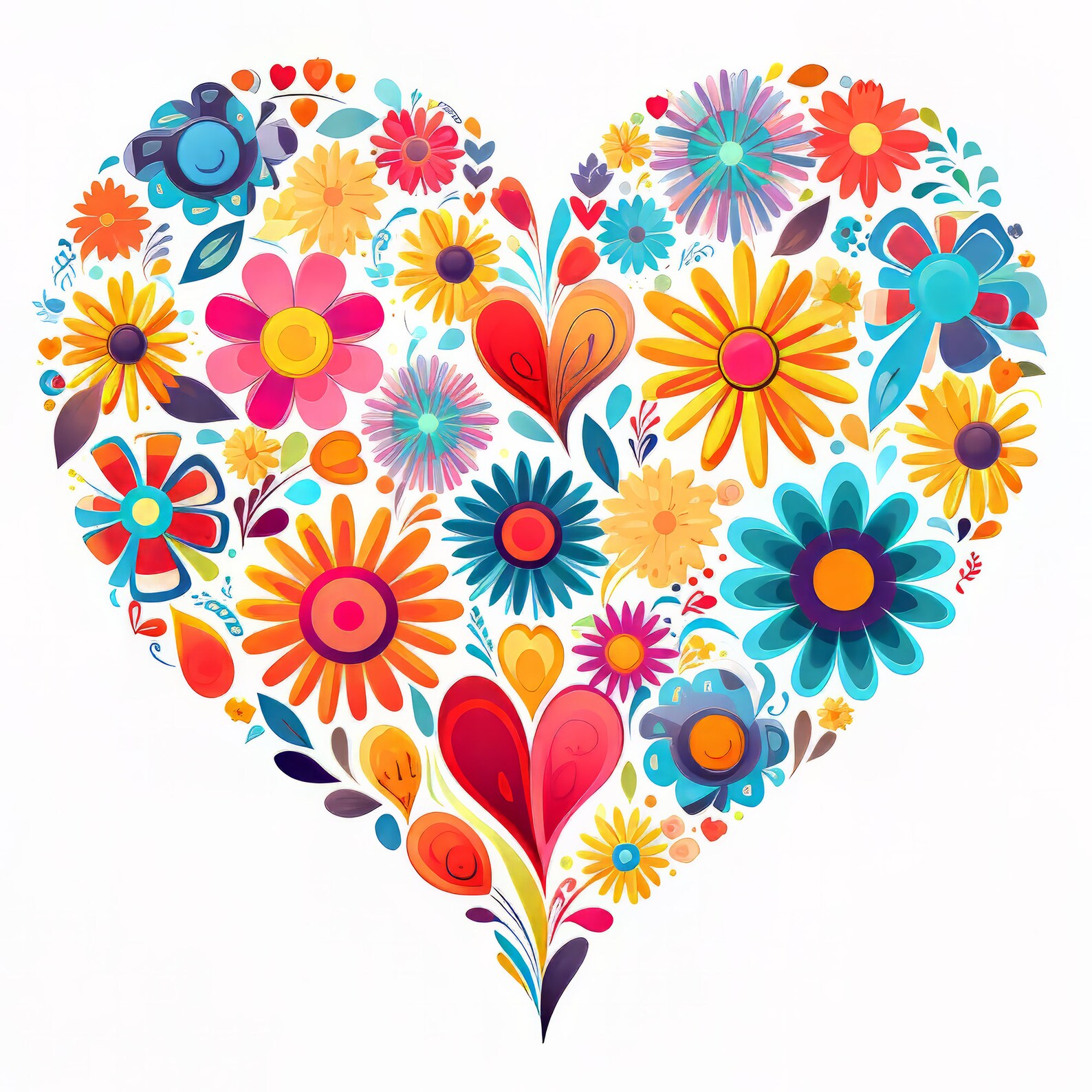 FLORAL Hearts Clipart Bundle | High Quality Png's | 300 DPI | Digital ...