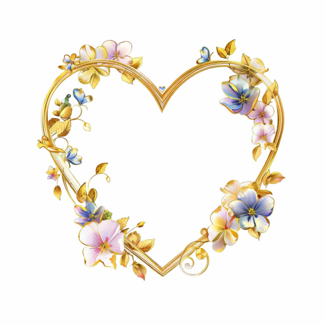 Gold Floral Hearts Clipart Bundle: PNG Graphics (digital Download) - Etsy