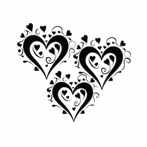 Ornate Hearts Clipart Bundle: Black Swirl Heart Graphics (Digital Download)