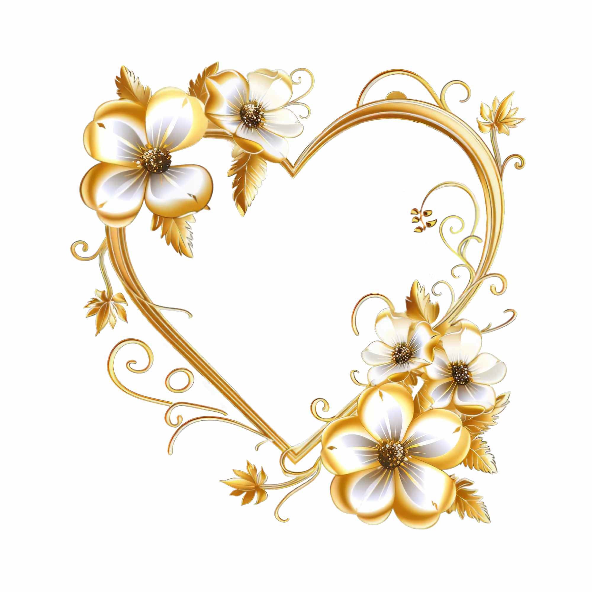 Gold Floral Hearts Clipart Bundle: PNG Graphics (digital Download) - Etsy
