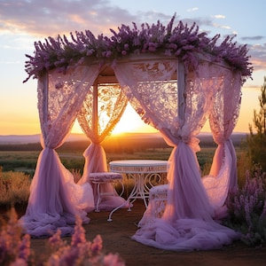 Lavender Wedding Gazebo PNGs: Floral Ceremony Clipart (Digital Download)