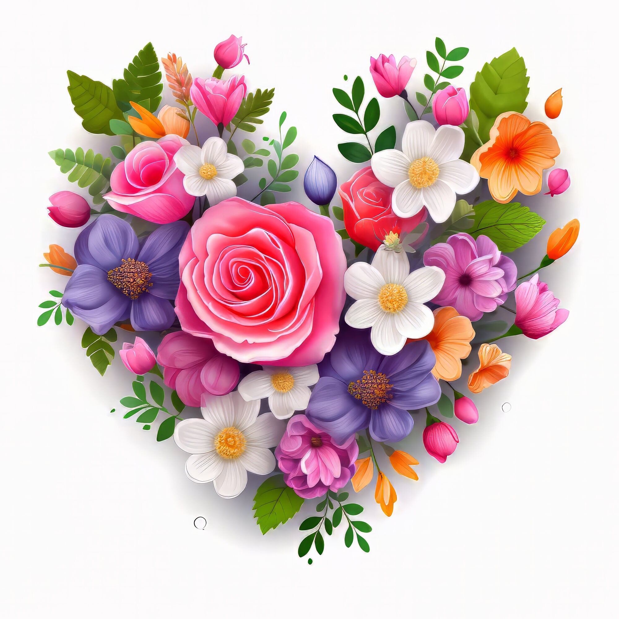 FLORAL Hearts Clipart Bundle | High Quality Png's | 300 DPI | Digital ...