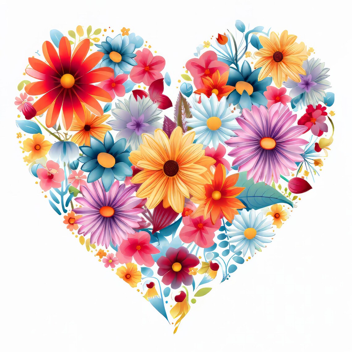 FLORAL Hearts Clipart Bundle | High Quality Png's | 300 DPI | Digital ...