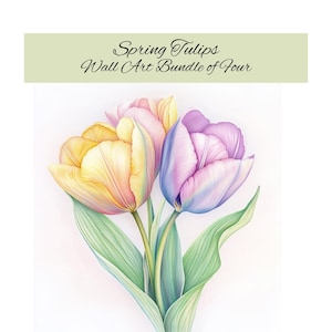 Vibrant Tulip Art Bundle: Spring Floral Wall Decor (Digital Download)