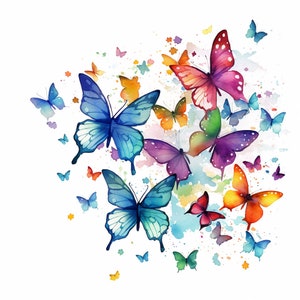 WatercoloUr Butterflies Clipart  Bundle 5 | High quality PNG&#39;s | 300 DPI | InstantDownload | Both White & Trans backgrounds | Commercial Use
