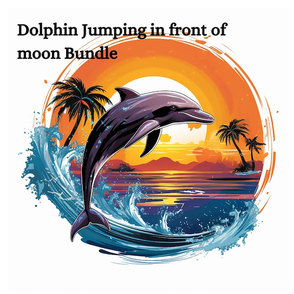 Dolphin & Moon Clipart Bundle.   37 Images | Digital Download | Great for use in artwork, scrapbooking, invitations, sublimination, craft