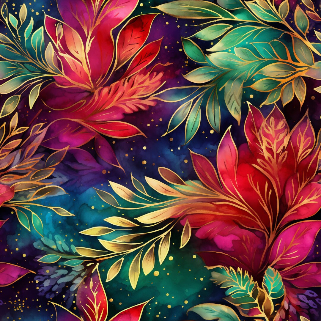Seamless Colourful Floral Pattern, Bolt Vibrant Color Gradients, Nature ...