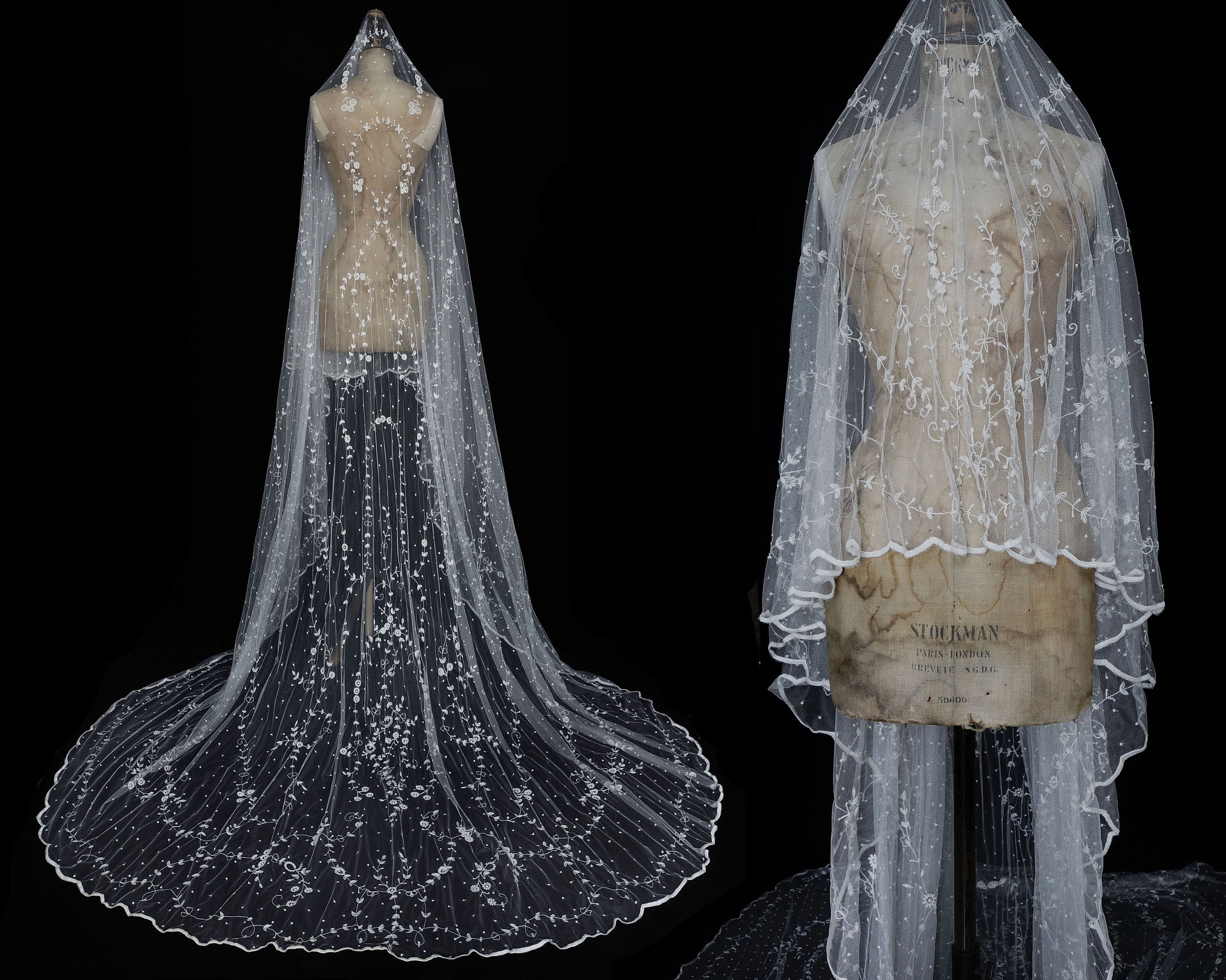 Hand Embroidered Large Ophelia, Edwardian Style, Beaded Detail