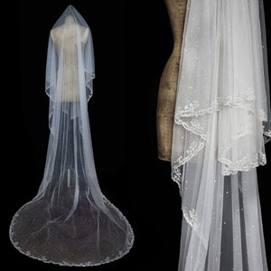 Hand Embroidered Athena, Vintage Style, Cathedral Veil