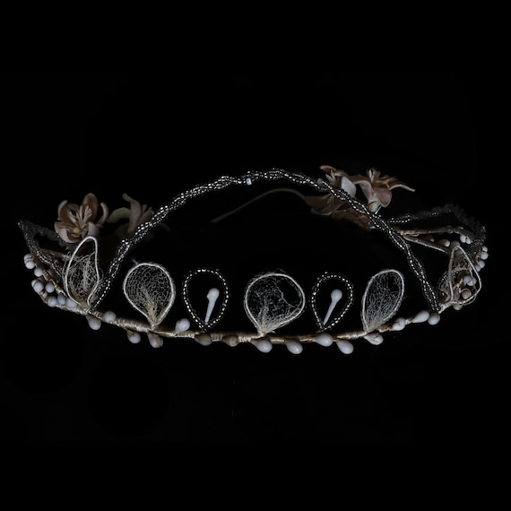 Late 1920s Beaded Headpiece with Loops of Net