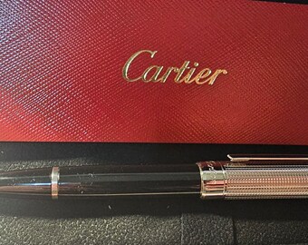 Cartier zwart/zilver klassieke metalen luxe balpen nieuw met geschenkdoos en servicegids