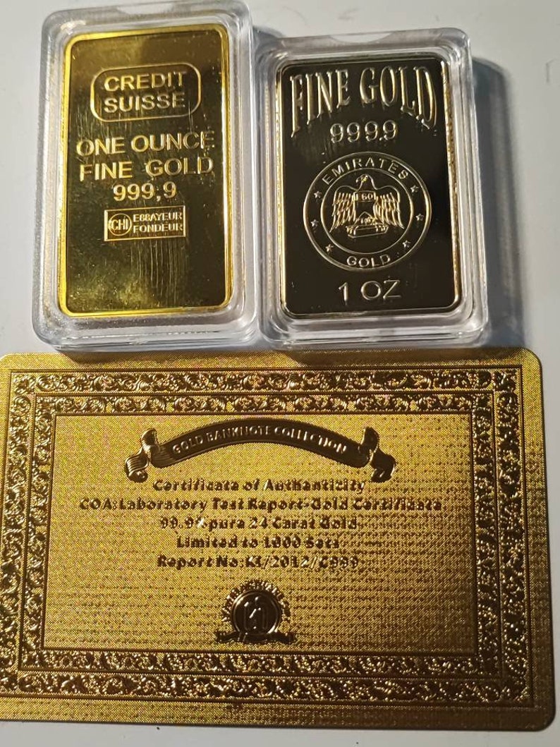 Two Bars Credit Suisse Emirates Gold With Certificate - Etsy