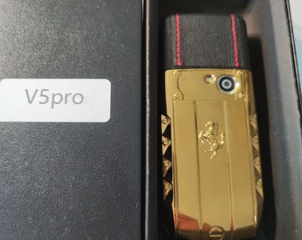 Gold Ferrari mobile phone double sim card V5 pro with camera in box